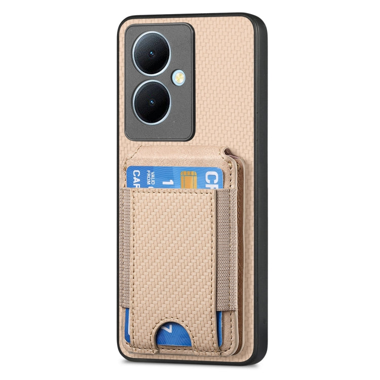 For vivo S18e Carbon Fiber Vertical Flip Wallet Stand Phone Case
