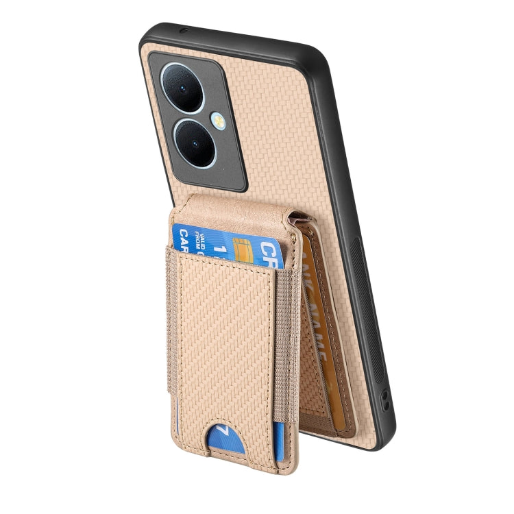 For vivo S18e Carbon Fiber Vertical Flip Wallet Stand Phone Case