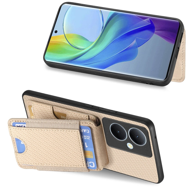 For vivo S18e Carbon Fiber Vertical Flip Wallet Stand Phone Case