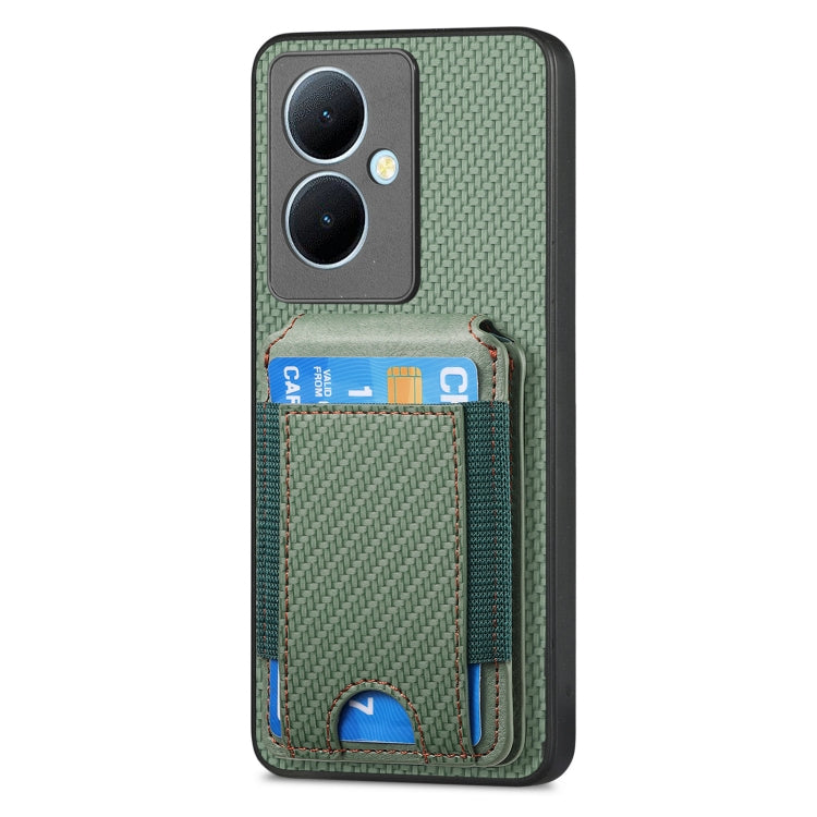 For vivo S18e Carbon Fiber Vertical Flip Wallet Stand Phone Case