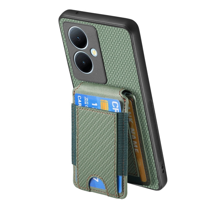 For vivo S18e Carbon Fiber Vertical Flip Wallet Stand Phone Case