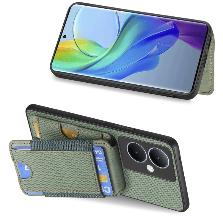For vivo S18e Carbon Fiber Vertical Flip Wallet Stand Phone Case