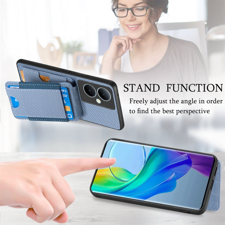 For vivo iQOO Neo 7 SE Carbon Fiber Vertical Flip Wallet Stand Phone Case