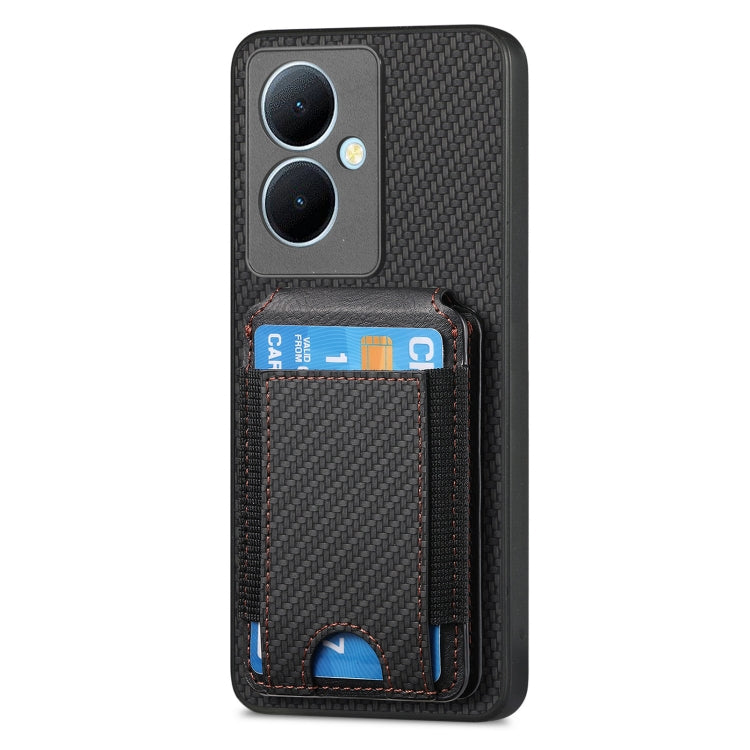 For vivo Y35 4G Carbon Fiber Vertical Flip Wallet Stand Phone Case