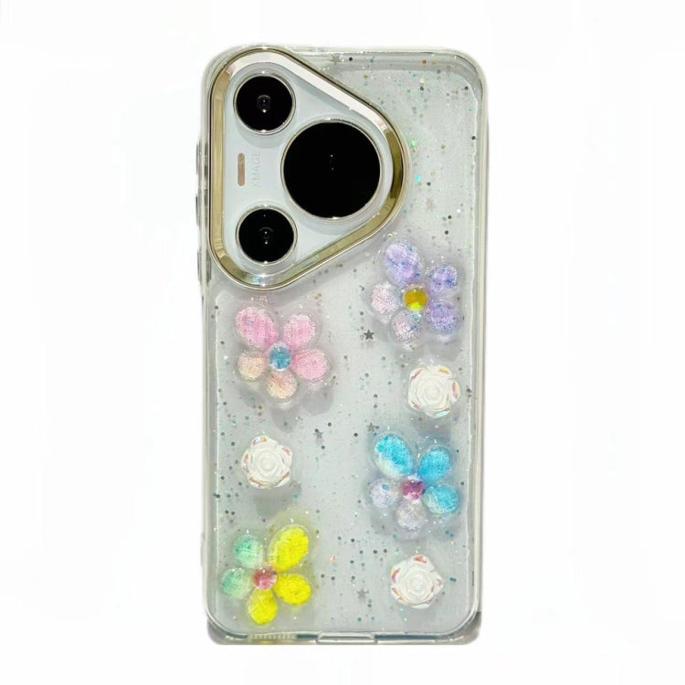 For Huawei P60 / 60 Pro Electroplated Frame 3D Strawberry Flower  TPU Phone Case