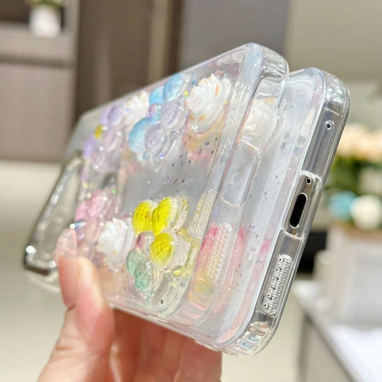 For Huawei Pura 70 Electroplated Frame 3D Strawberry Flower  TPU Phone Case