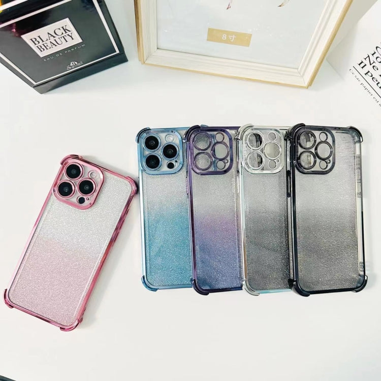 For iPhone 14 Pro Electrpolated Glitter Four-corner Shockproof Space TPU Phone Case - Gradient Pink