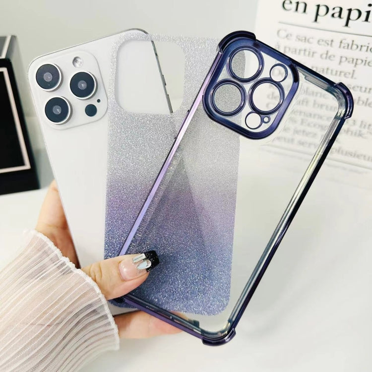 For iPhone 14 Pro Electrpolated Glitter Four-corner Shockproof Space TPU Phone Case - Gradient Pink