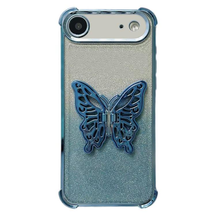 For iPhone Air Electroplated Glitter 3D Butterfly Four-corner Shockproof TPU Phone Case