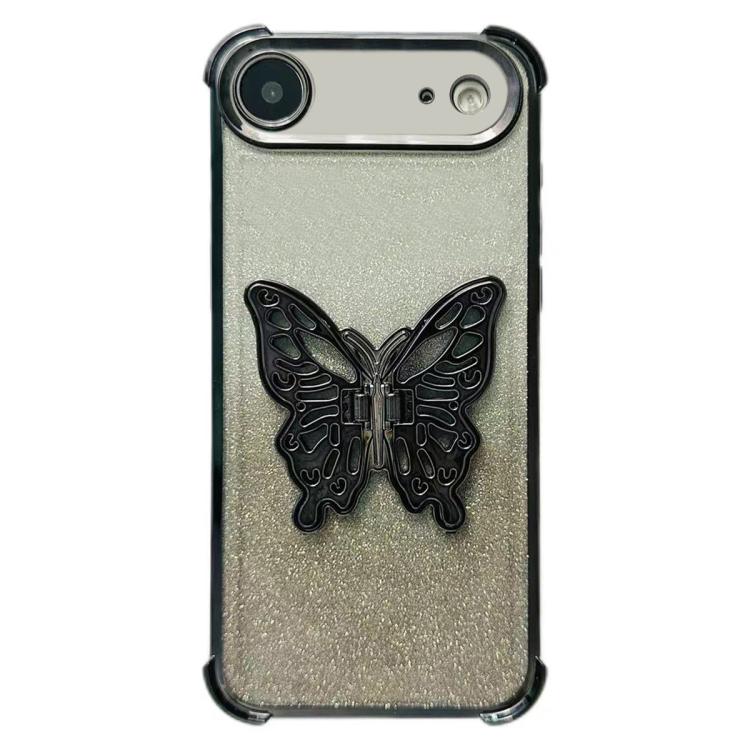 For iPhone Air Electroplated Glitter 3D Butterfly Four-corner Shockproof TPU Phone Case