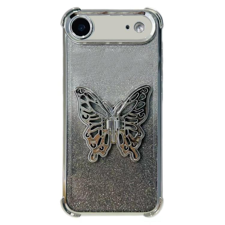 For iPhone Air Electroplated Glitter 3D Butterfly Four-corner Shockproof TPU Phone Case