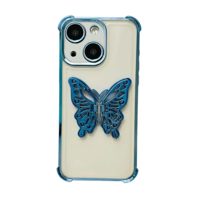 For iPhone 14 Plus Electrpolated 3D Butterfly Holder TPU Phone Case