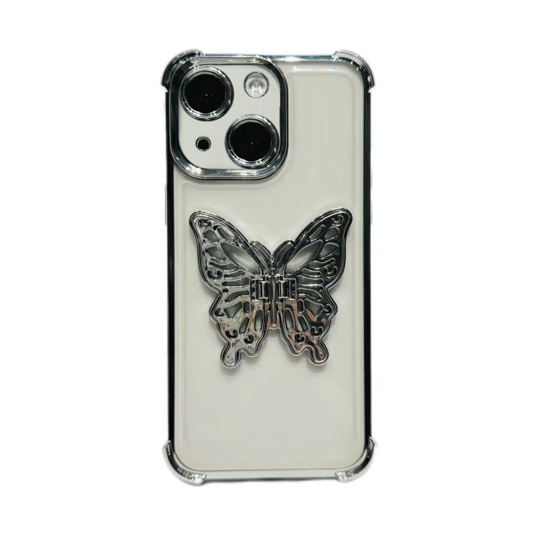 For iPhone 14 Electrpolated 3D Butterfly Holder TPU Phone Case