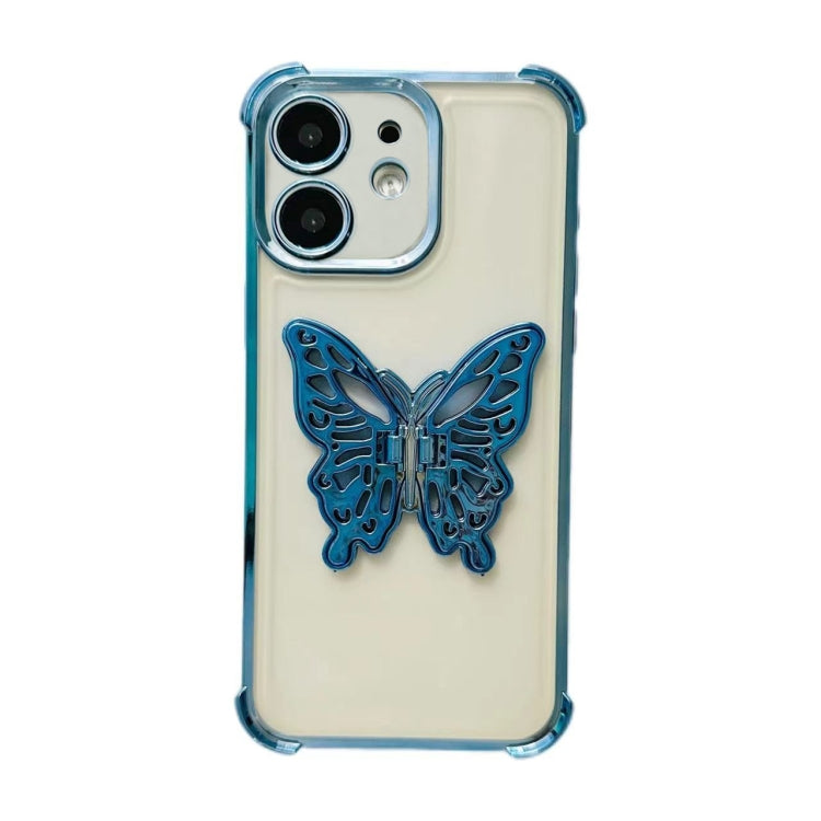 For iPhone 12 Electrpolated 3D Butterfly Holder TPU Phone Case