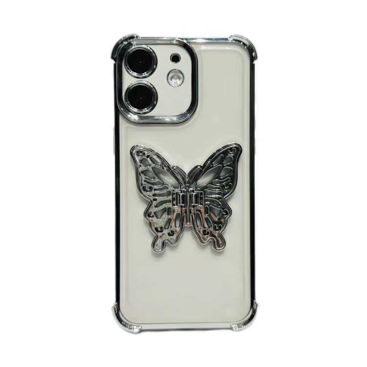 For iPhone 12 Electrpolated 3D Butterfly Holder TPU Phone Case