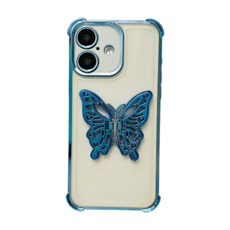 For iPhone 16 Plus Electrpolated 3D Butterfly Holder TPU Phone Case