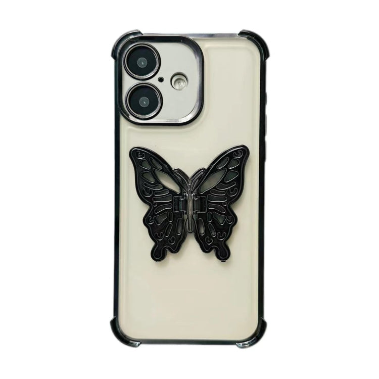 For iPhone 16 Plus Electrpolated 3D Butterfly Holder TPU Phone Case