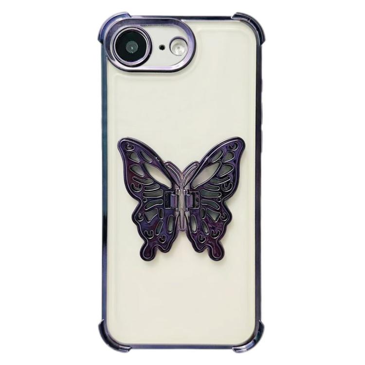For iPhone 17e / 16e Electrpolated 3D Butterfly Holder TPU Phone Case