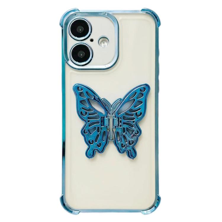 For iPhone 17 Electrpolated 3D Butterfly Holder TPU Phone Case