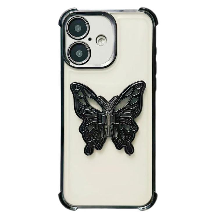 For iPhone 17 Electrpolated 3D Butterfly Holder TPU Phone Case