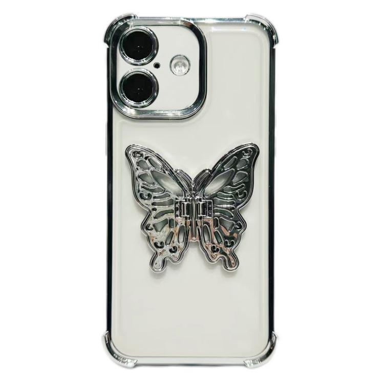 For iPhone 17 Electrpolated 3D Butterfly Holder TPU Phone Case