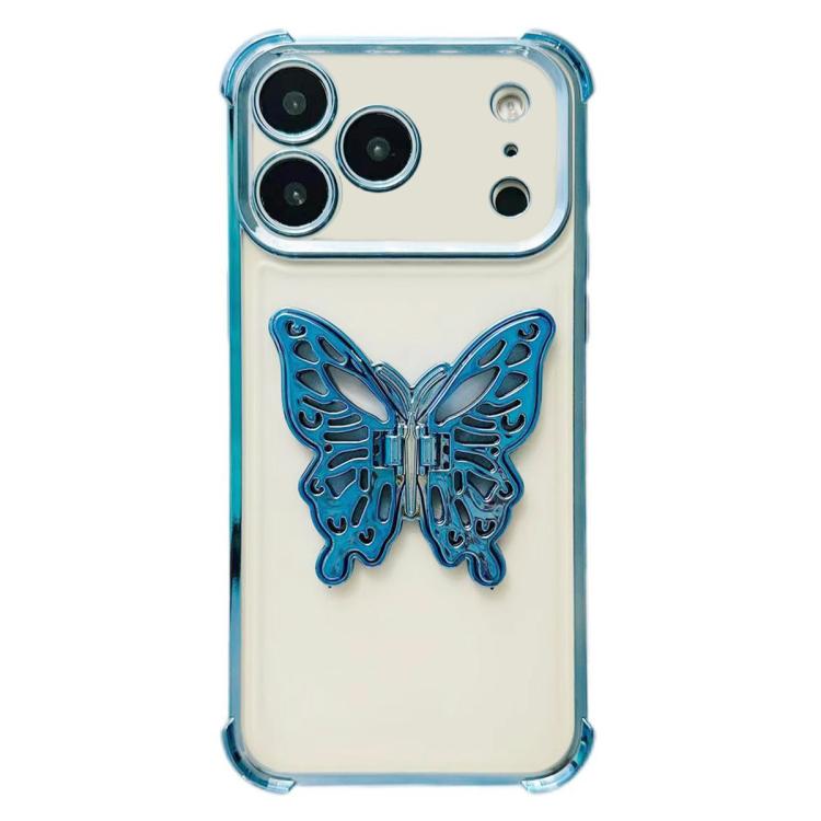For iPhone 17 Pro Electrpolated 3D Butterfly Holder TPU Phone Case