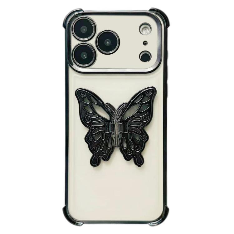 For iPhone 17 Pro Electrpolated 3D Butterfly Holder TPU Phone Case