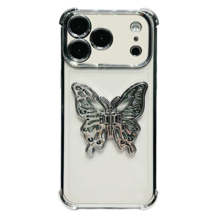 For iPhone 17 Pro Max Electrpolated 3D Butterfly Holder TPU Phone Case