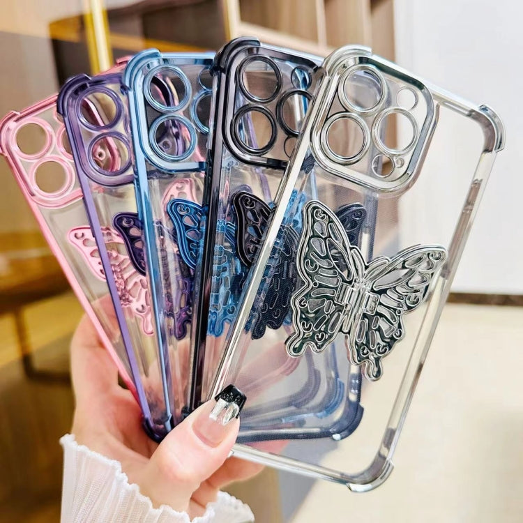 For iPhone 16 Plus Electrpolated 3D Butterfly Holder TPU Phone Case
