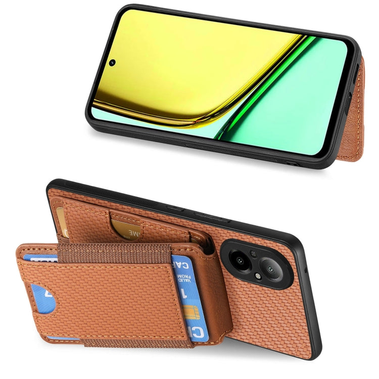 For Realme C33 Carbon Fiber Vertical Flip Wallet Stand Phone Case