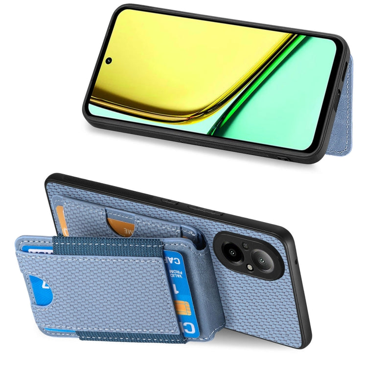 For Realme C15 Carbon Fiber Vertical Flip Wallet Stand Phone Case
