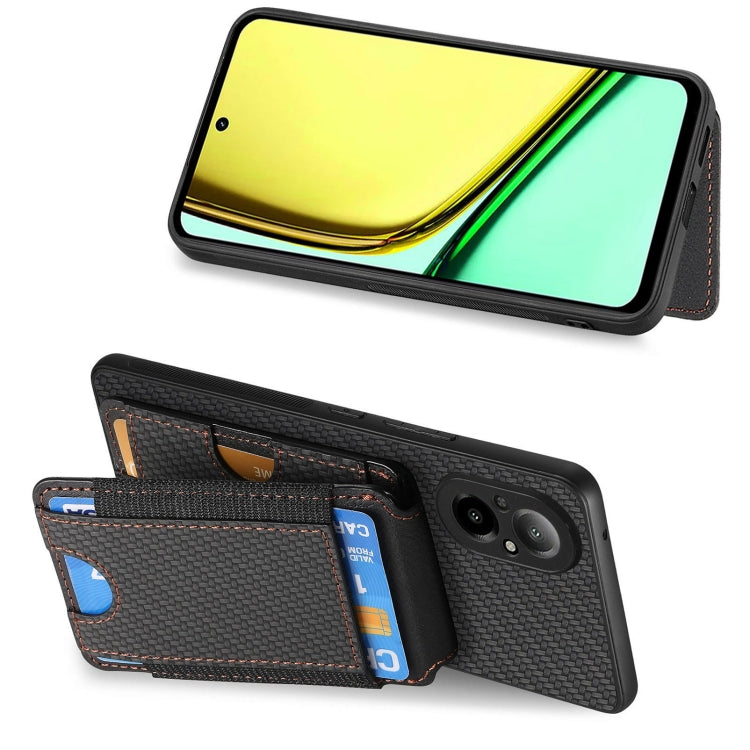 For Realme C15 Carbon Fiber Vertical Flip Wallet Stand Phone Case