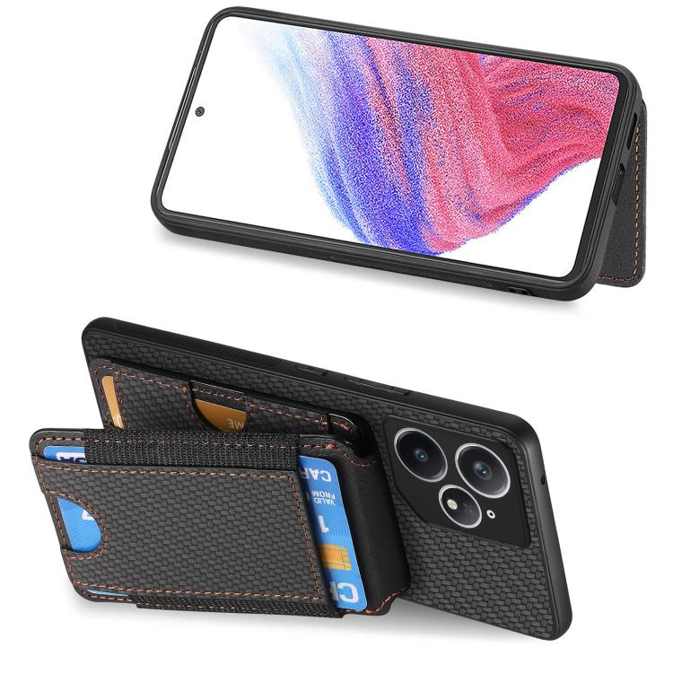 For Realme Neo7 Carbon Fiber Vertical Flip Wallet Stand Phone Case