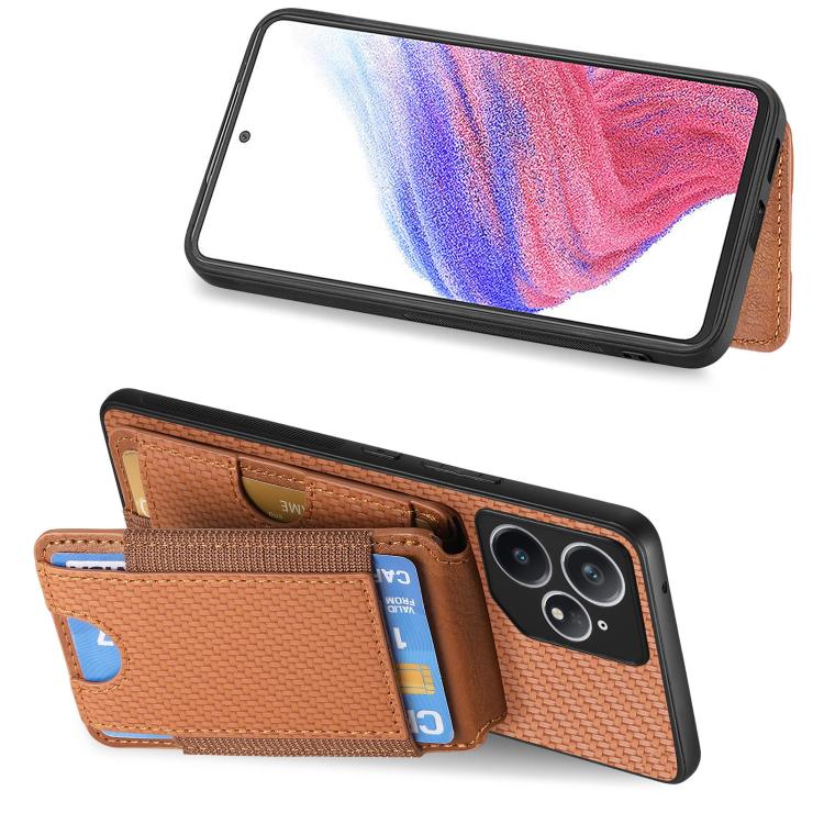 For Realme Neo7 Carbon Fiber Vertical Flip Wallet Stand Phone Case
