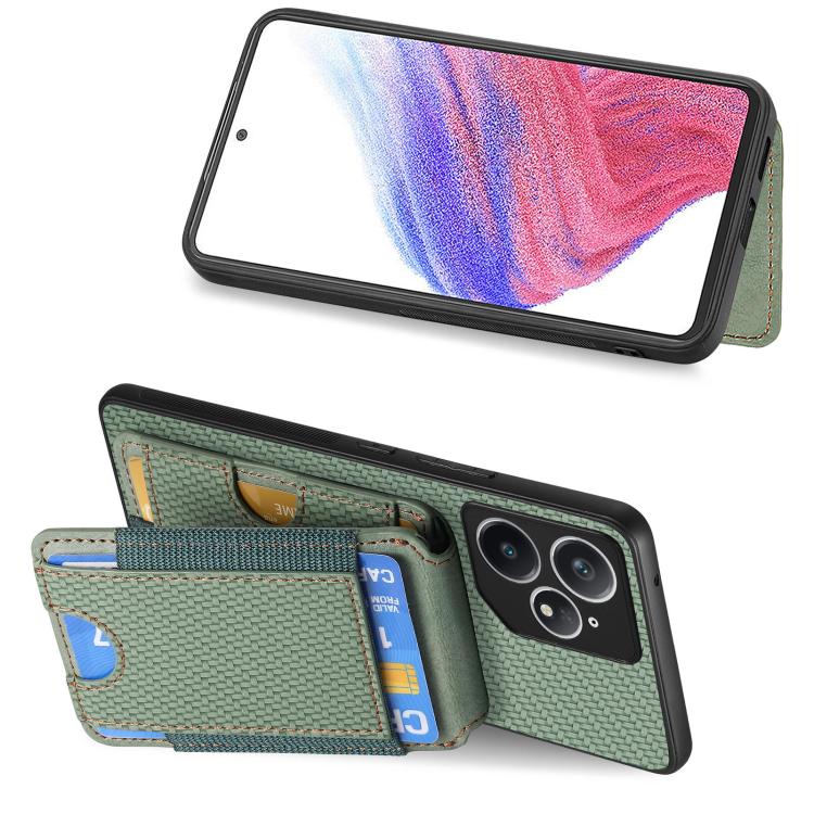 For Realme Neo7 Carbon Fiber Vertical Flip Wallet Stand Phone Case