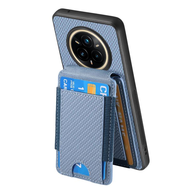 For Realme 14 Pro+ Carbon Fiber Vertical Flip Wallet Stand Phone Case