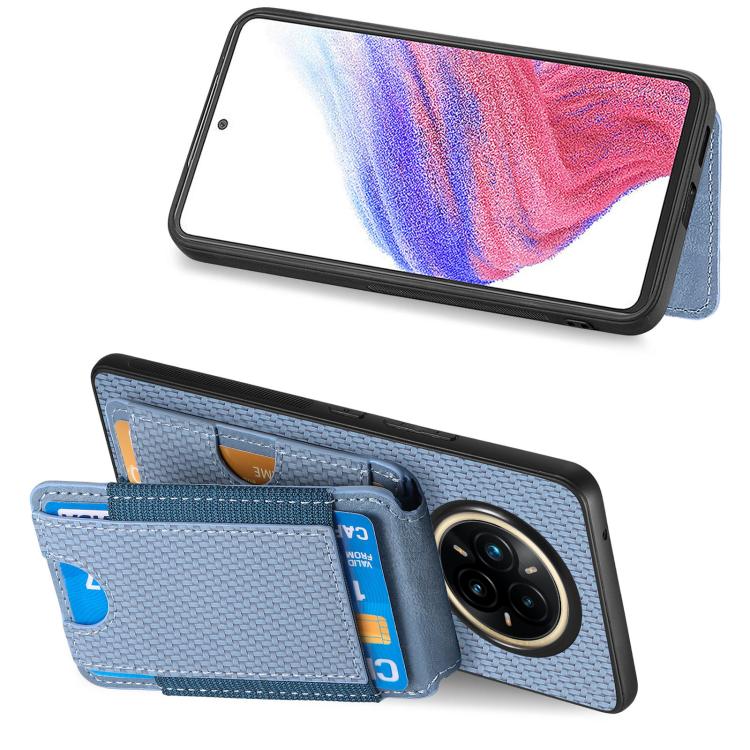 For Realme 14 Pro+ Carbon Fiber Vertical Flip Wallet Stand Phone Case