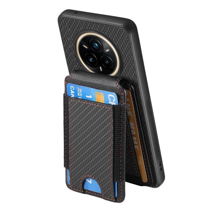 For Realme 14 Pro+ Carbon Fiber Vertical Flip Wallet Stand Phone Case