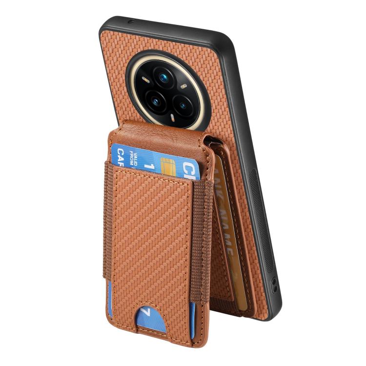 For Realme 14 Pro+ Carbon Fiber Vertical Flip Wallet Stand Phone Case