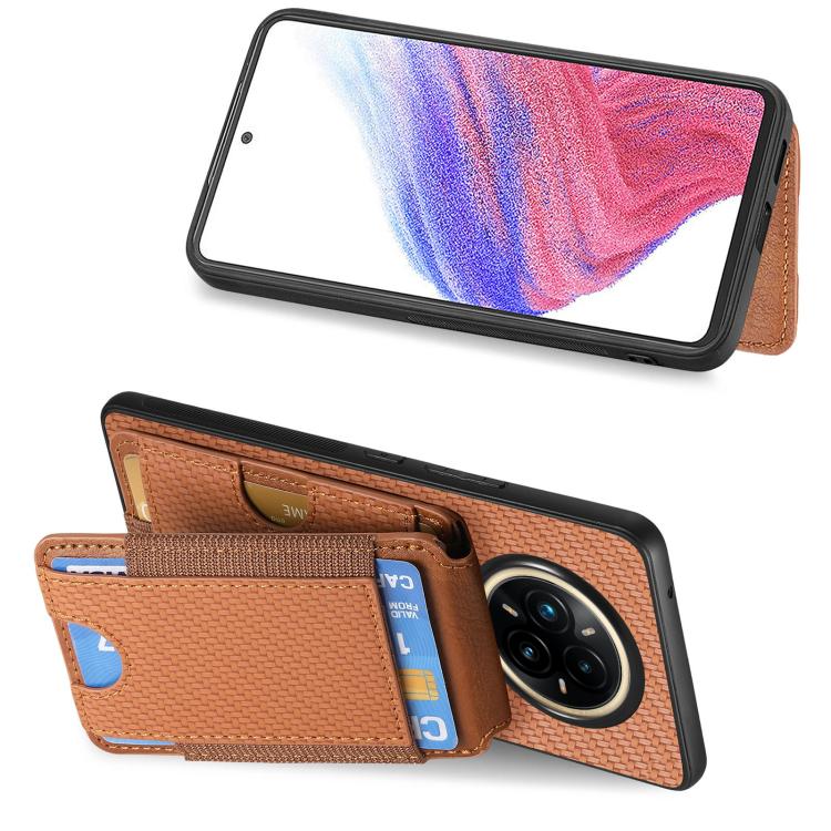 For Realme 14 Pro+ Carbon Fiber Vertical Flip Wallet Stand Phone Case