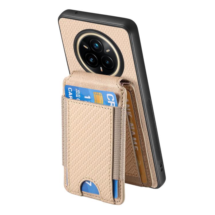 For Realme 14 Pro+ Carbon Fiber Vertical Flip Wallet Stand Phone Case