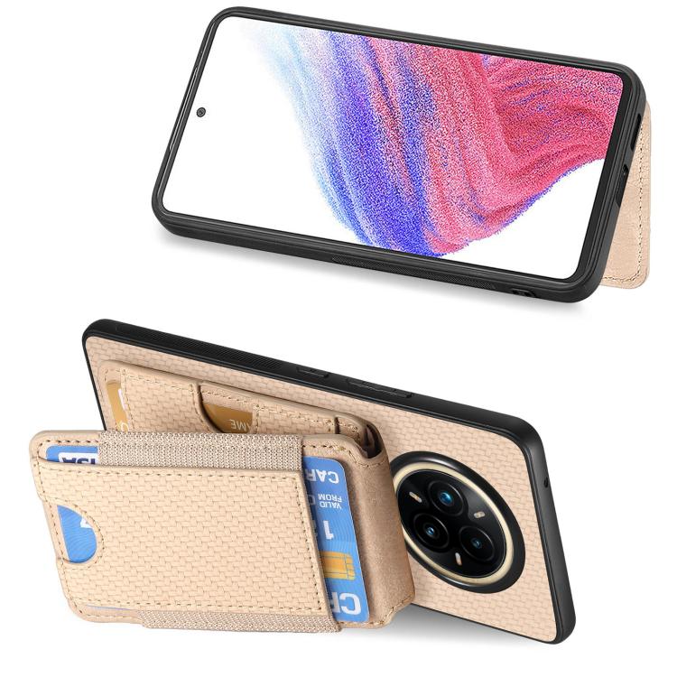 For Realme 14 Pro+ Carbon Fiber Vertical Flip Wallet Stand Phone Case