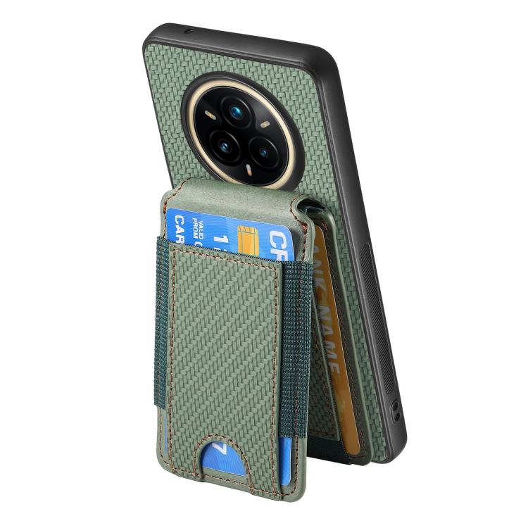 For Realme 14 Pro+ Carbon Fiber Vertical Flip Wallet Stand Phone Case