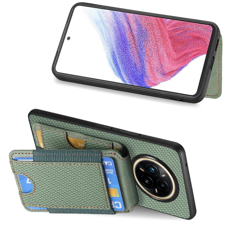 For Realme 14 Pro+ Carbon Fiber Vertical Flip Wallet Stand Phone Case