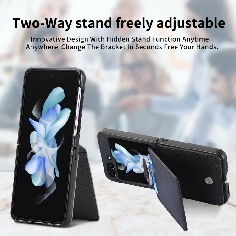 For Samsung Galaxy Z Flip5 Litchi Texture Leather Ring Wallet Phone Case