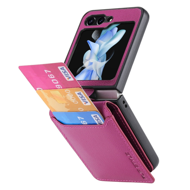 For Samsung Galaxy Z Flip5 Litchi Texture Leather Ring Wallet Phone Case