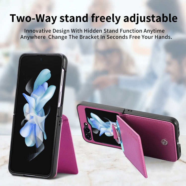 For Samsung Galaxy Z Flip5 Litchi Texture Leather Ring Wallet Phone Case