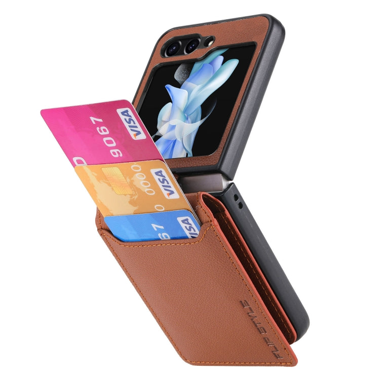 For Samsung Galaxy Z Flip6 / Flip7 FE Litchi Texture Leather Ring Wallet Phone Case