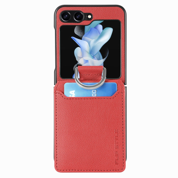 For Samsung Galaxy Z Flip6 / Flip7 FE Litchi Texture Leather Ring Wallet Phone Case