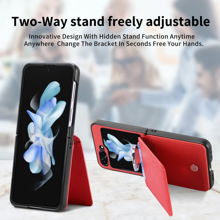 For Samsung Galaxy Z Flip6 / Flip7 FE Litchi Texture Leather Ring Wallet Phone Case